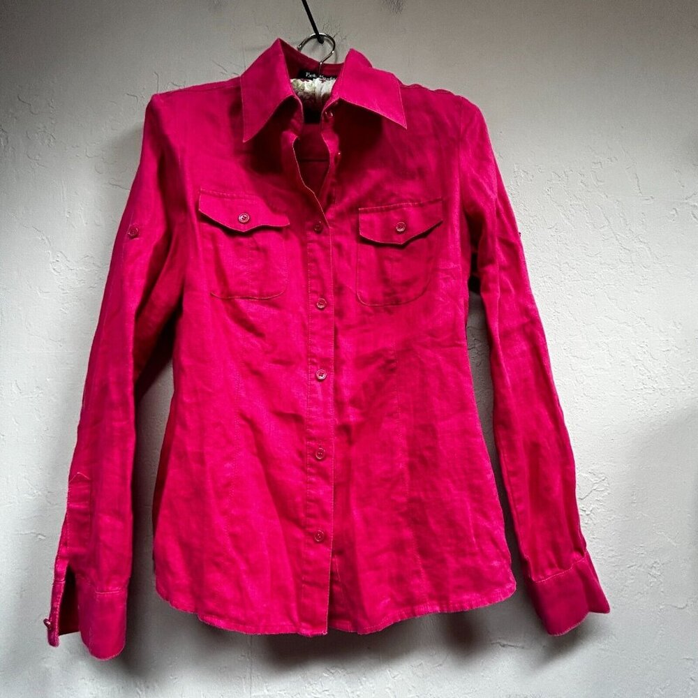 Betty Barclay Collection Womens Size 38 Button Up Long Sleeve Linen Shirt Casual
